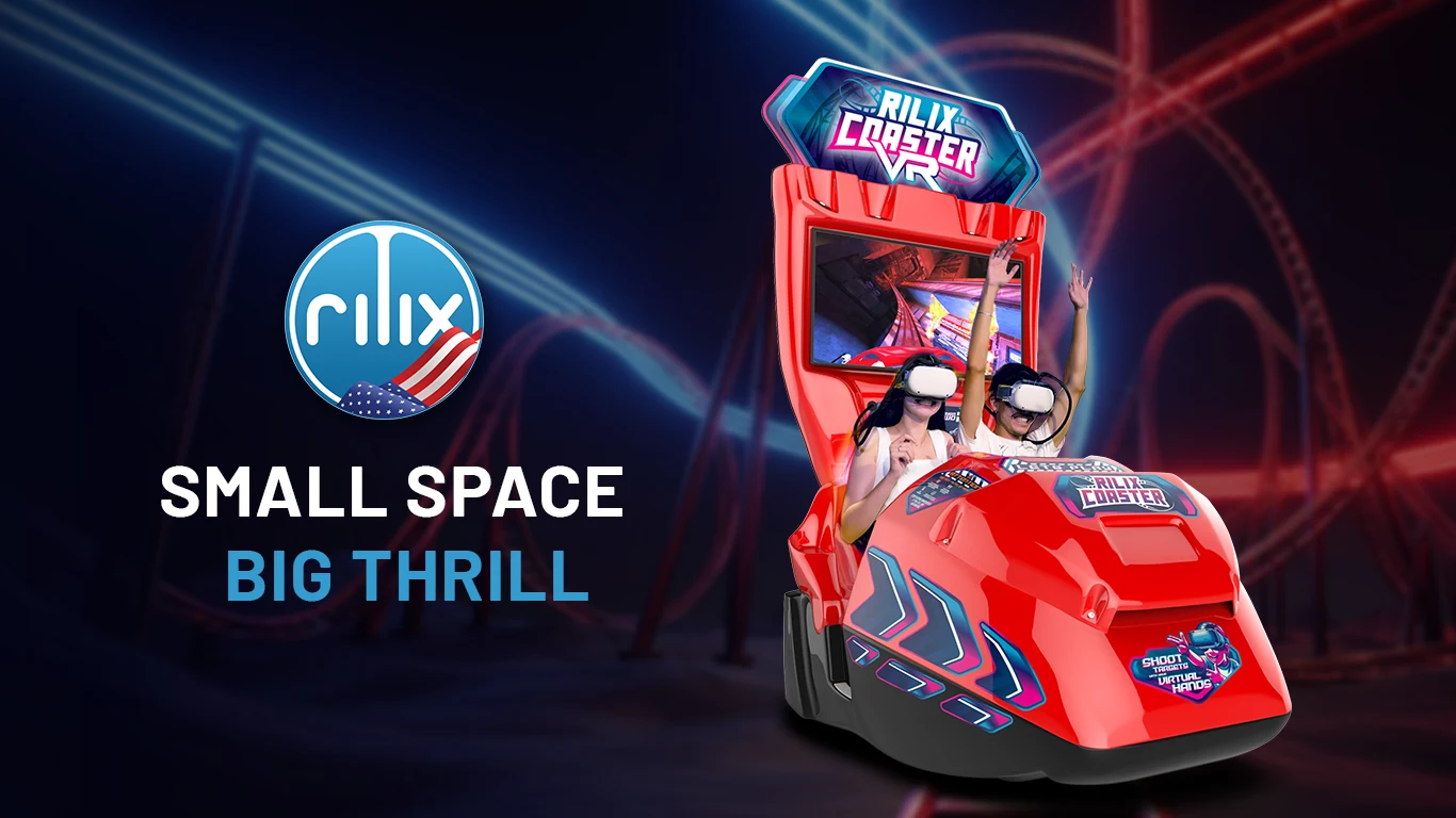 Rilix Coaster VR piece featuring the slogan Small Space. Big Thrill.